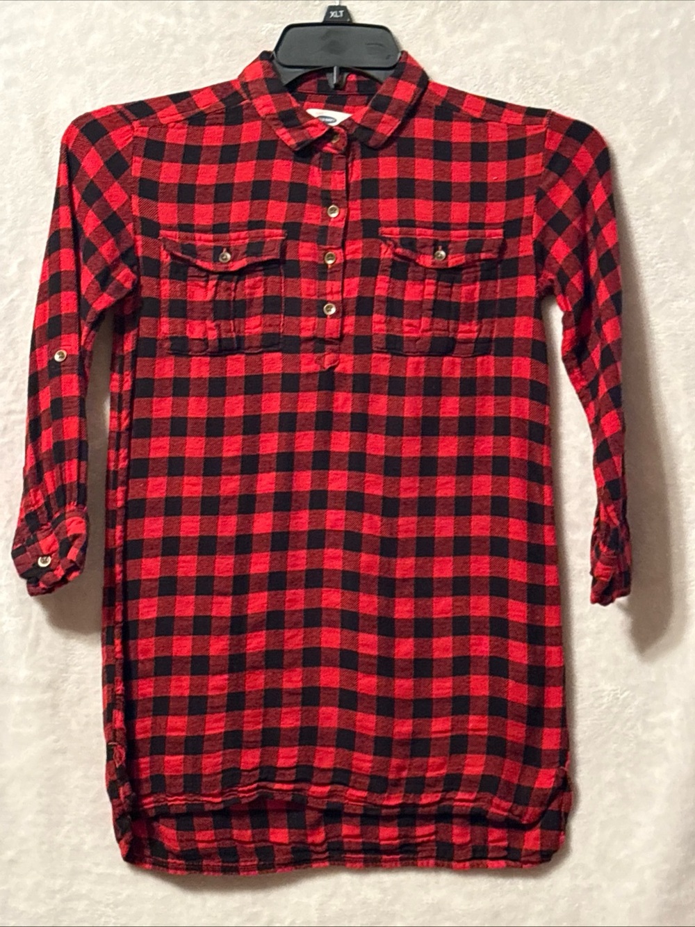 Old Navy Red and Black Buffalo Plaid Shirt-Dress for Kids